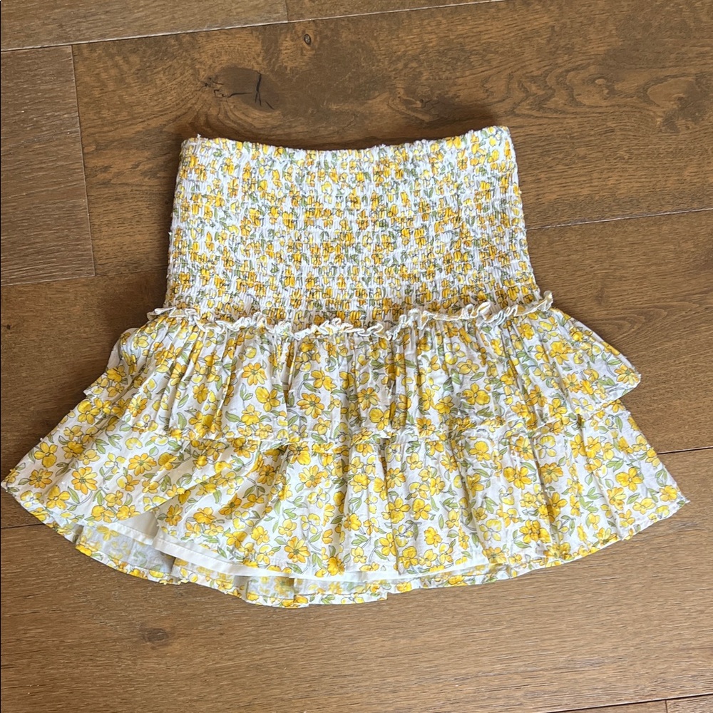 Isabelle’s Cabinet Floral Yellow Ruffle Skirt